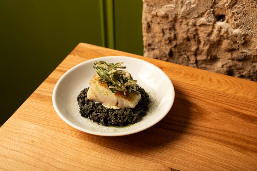 Cod and squid ink rice small plate recipe by Margo restaurant in Glasgow