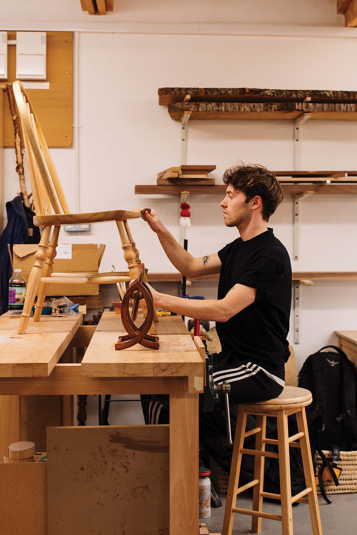 Chippendale International School of Furniture, artist working on building a chair