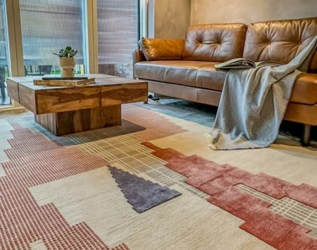 Northwest 35 Tartan Temples rug in Copper colourway from their new collection, East & West Coalesca