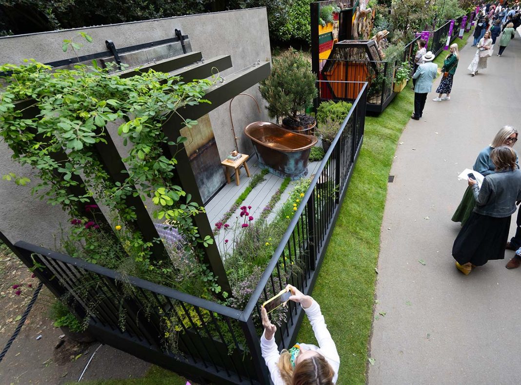 The Fettercairn Wilderness Retreat balcony garden on display at the RHS Chelsea Flower Show in London