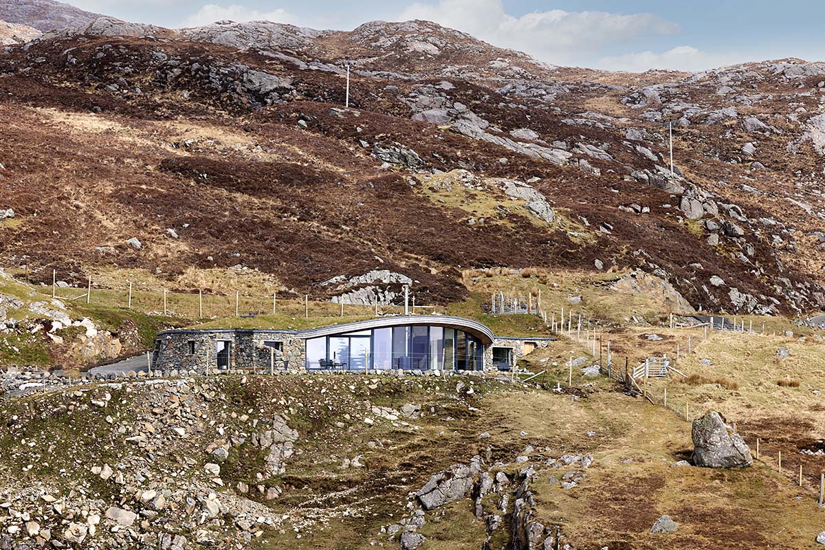 This coastal Harris home boasts panoramic views of the hebridean sea in Scotland