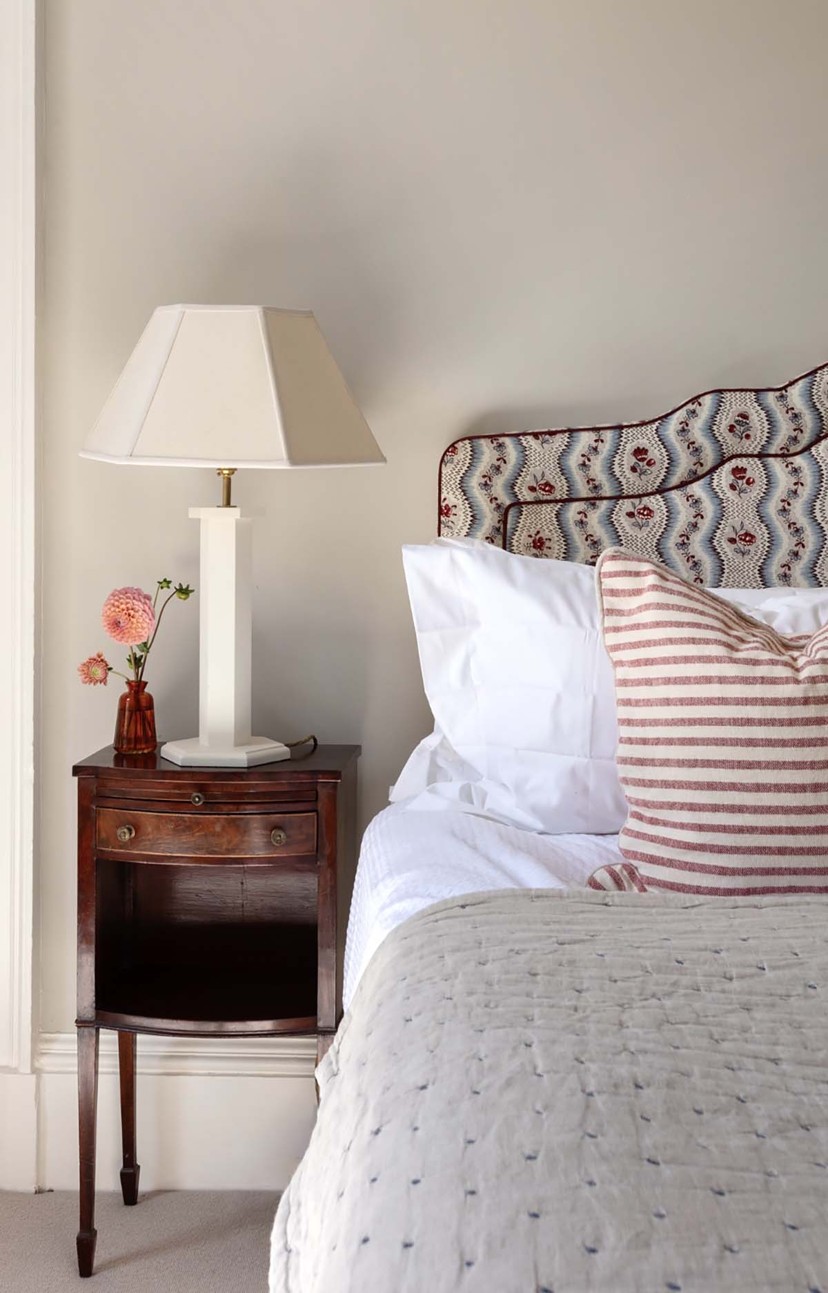 elegant headboard in a bedroom in georgian townhouse