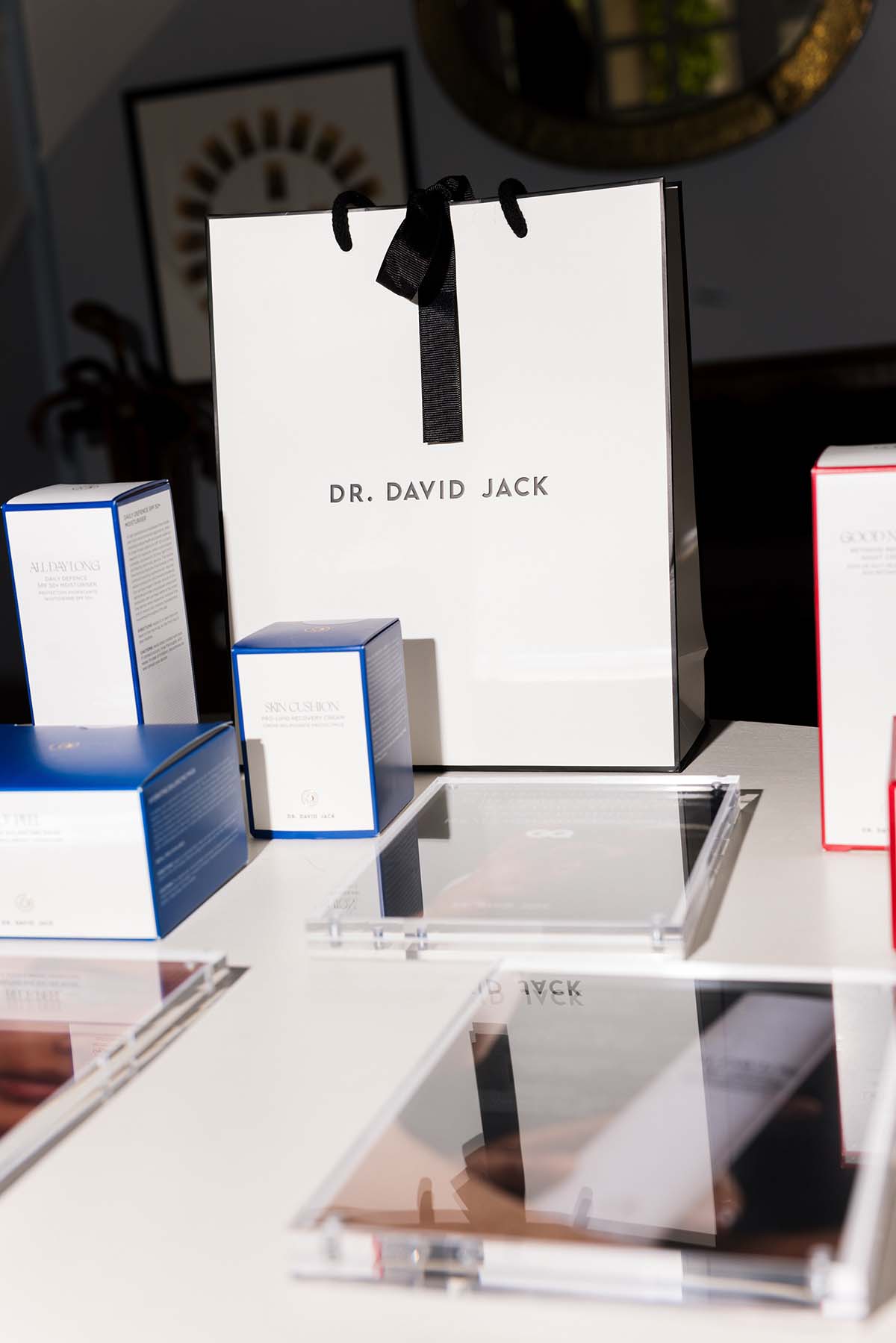 dr. david jack products on a table at fairmont st andrews