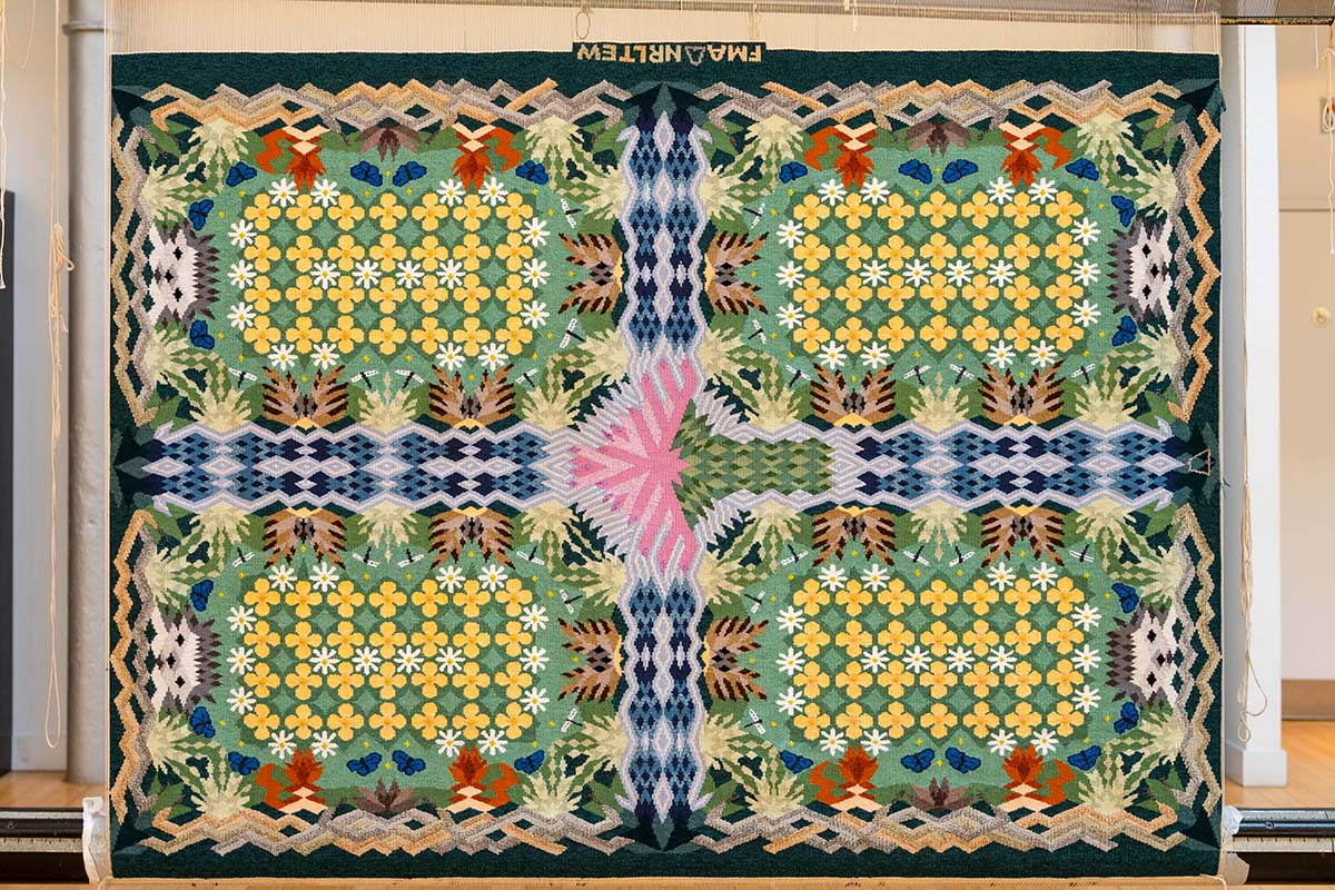 IMAGE | Phil Wilkinson. Dovecot Studios presents The Garden Carpet Tapestry, designed by Farshid Moussavi Architecture and inspired by traditional Persian rugs