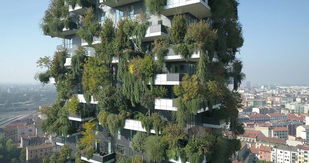 Stefano Boeri, Bosco Verticale, Milan, at the V&A Dundee Garden Futures: Designing with Nature exhibition