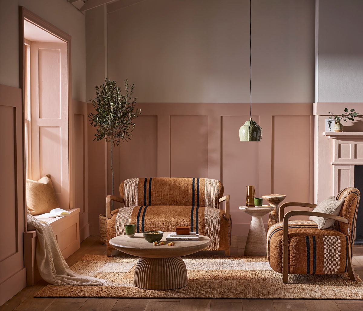 Aviator Loveseat in Striped Cotton Rug by Atkin and Thyme