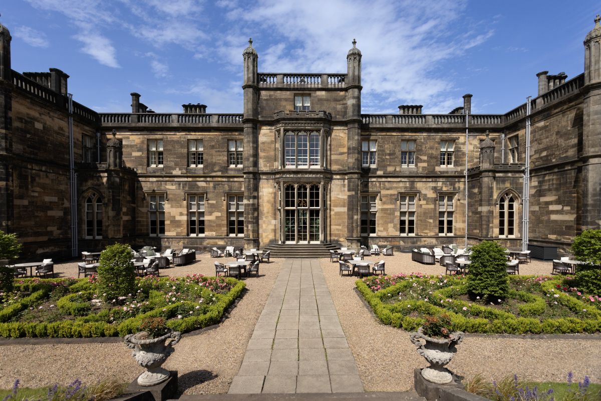 Mar Hall exterior, a manor hotel just outside of Glasgow in Bishopton