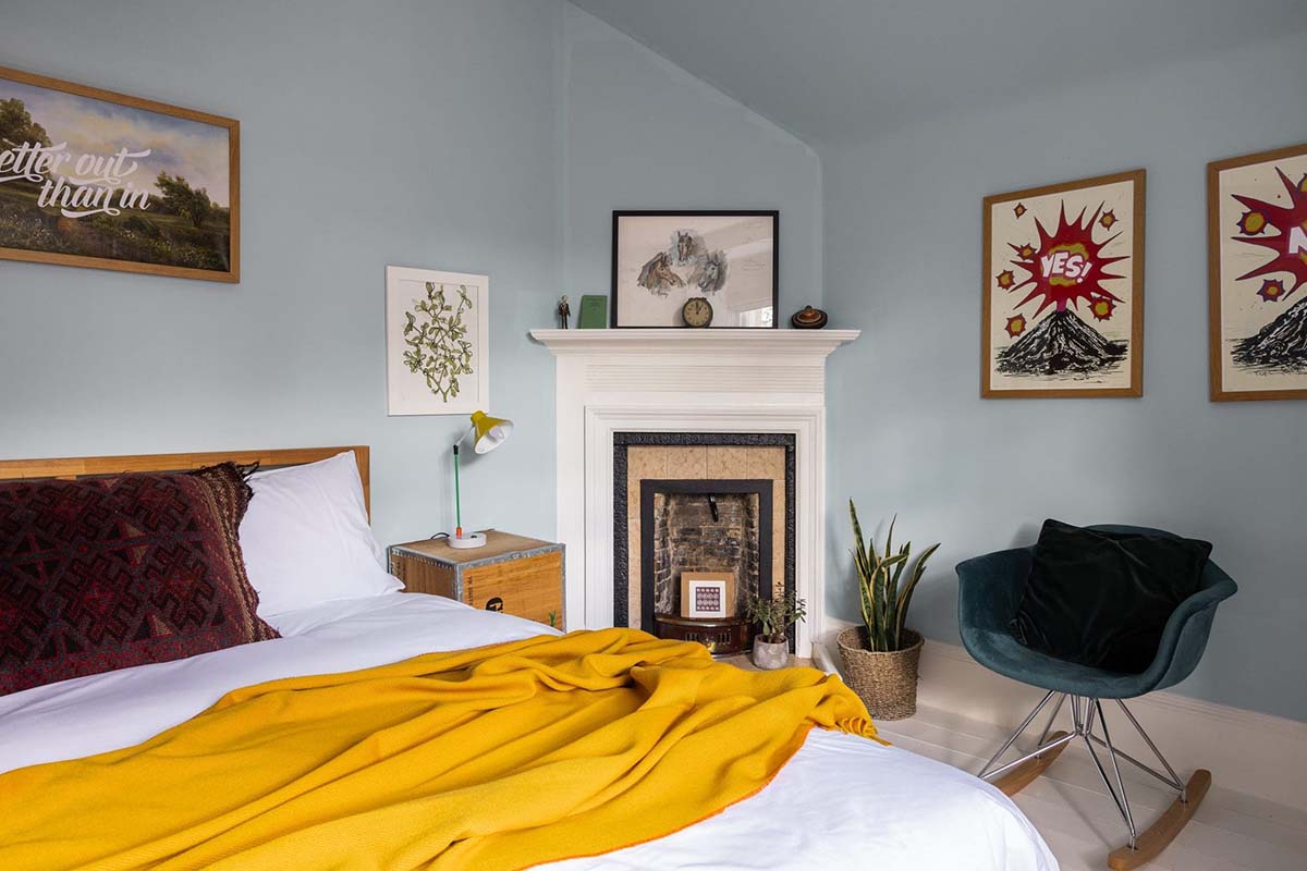 the interior of a double bedroom at the north lodge at glen dye