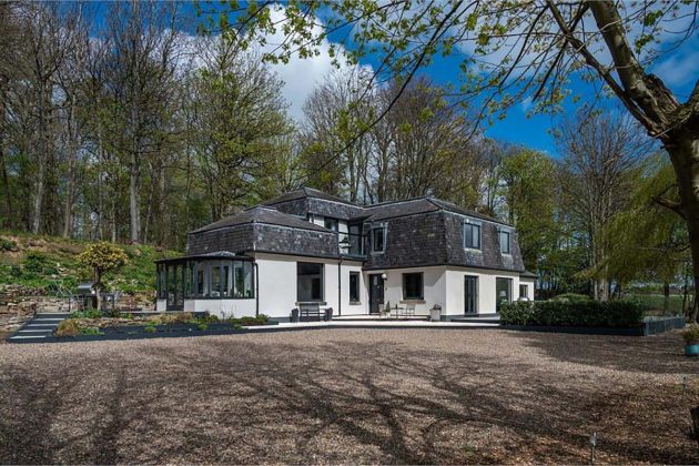 high-end homes for sale in Orchard Wood; white cottage with big gardens in the scottish countryside on sale by espc