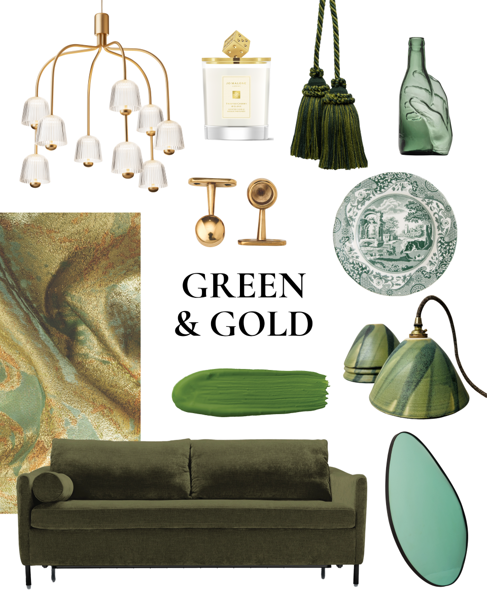 Green and gold are a luxurious mix for the festive season interior design
