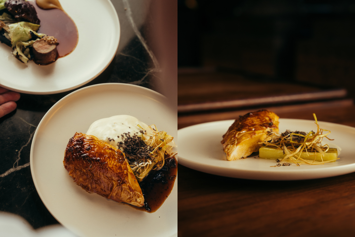 The Spence at gleneagles townhouse new menu with chicken, leeks, gravy and broccoli side