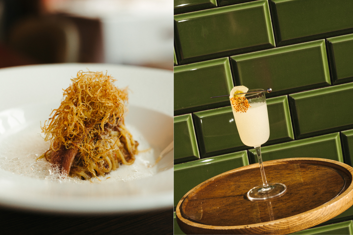 xo linguini and Spicy Margarita cocktail