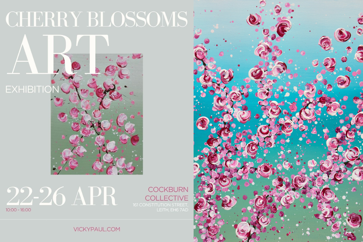 'Cherry Blossom' art exhibition by Vicky Paul at the Cockburn Collective in Edinburgh
