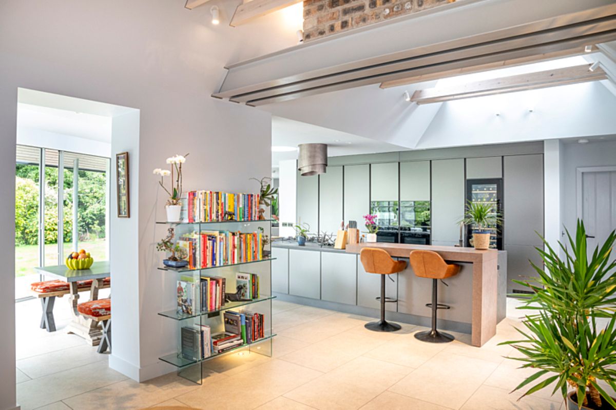 Dining and living area in 'Art Deco Villa' in Craiglockhart, Edinburgh, photographed by Kirsty Anderson for IWC Media (SHOTY)