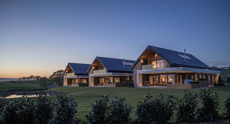 a terrace jacuzzi with countryside views at Lochside House Hotel Spa & Lodges in Scotland