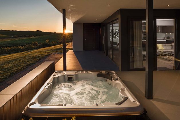 a terrace jacuzzi with countryside views at Lochside House Hotel Spa & Lodge, one of Scotland's best luxury hotels, cottages and cabins