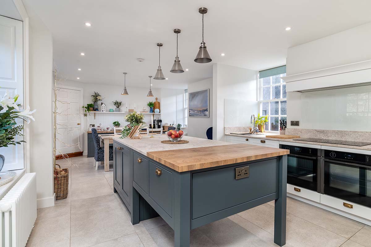 kitchen project - blue breakfast bar