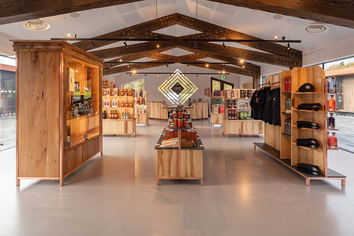 retail space at a whisky tour in scotland for Loch Lomond Whisky and Ben Lomond Gin
