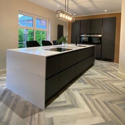 Balento Islands 'Oyster Bay Island' rustic oak SPC waterproof vinyl parquet herringbone flooring