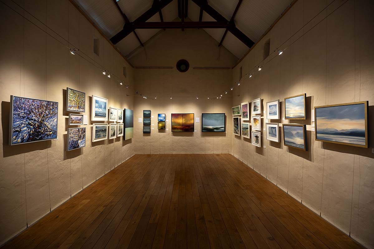 Main gallery space at Resipole Studios in the west highlands of Scotland
