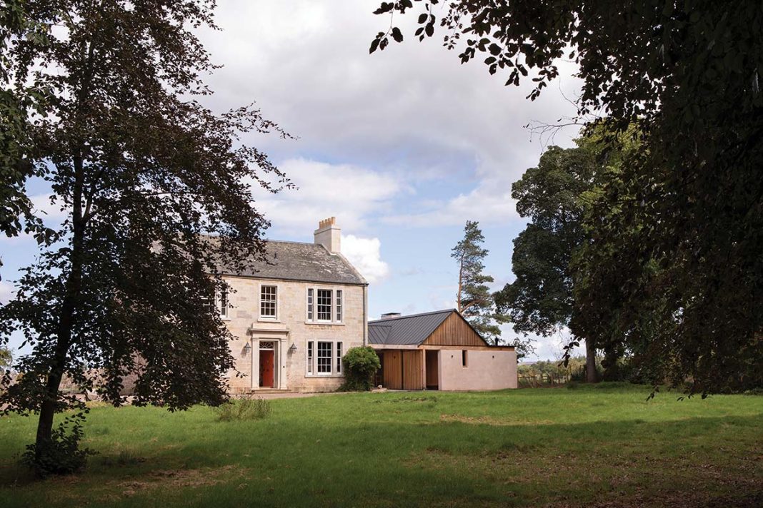 a 200-year-old manor house in Scotland with a timber Douglas fir extension by Carpenter Oak