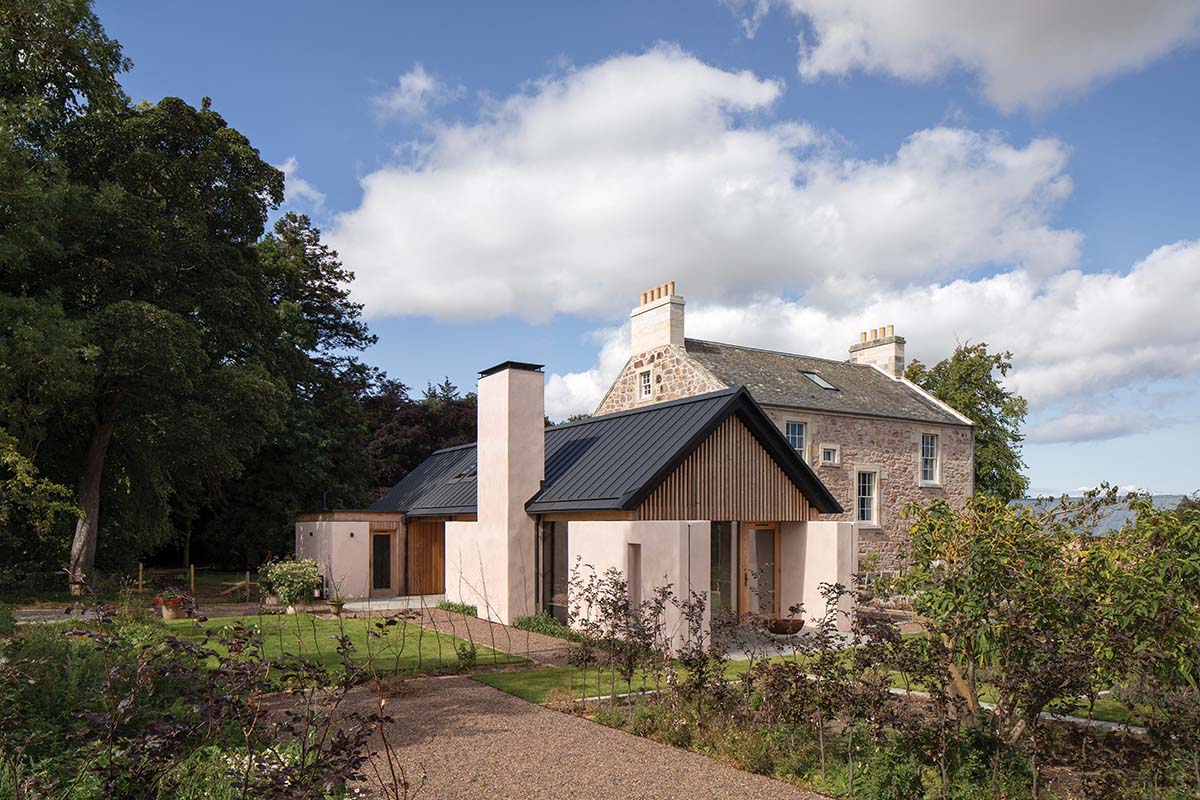 a 200-year-old manor house in Scotland with a timber Douglas fir extension by Carpenter Oak