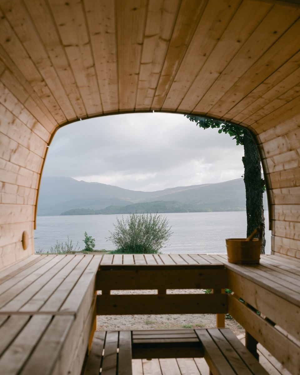 View of Loch Lomond from the Hot Tottie lochside sauna