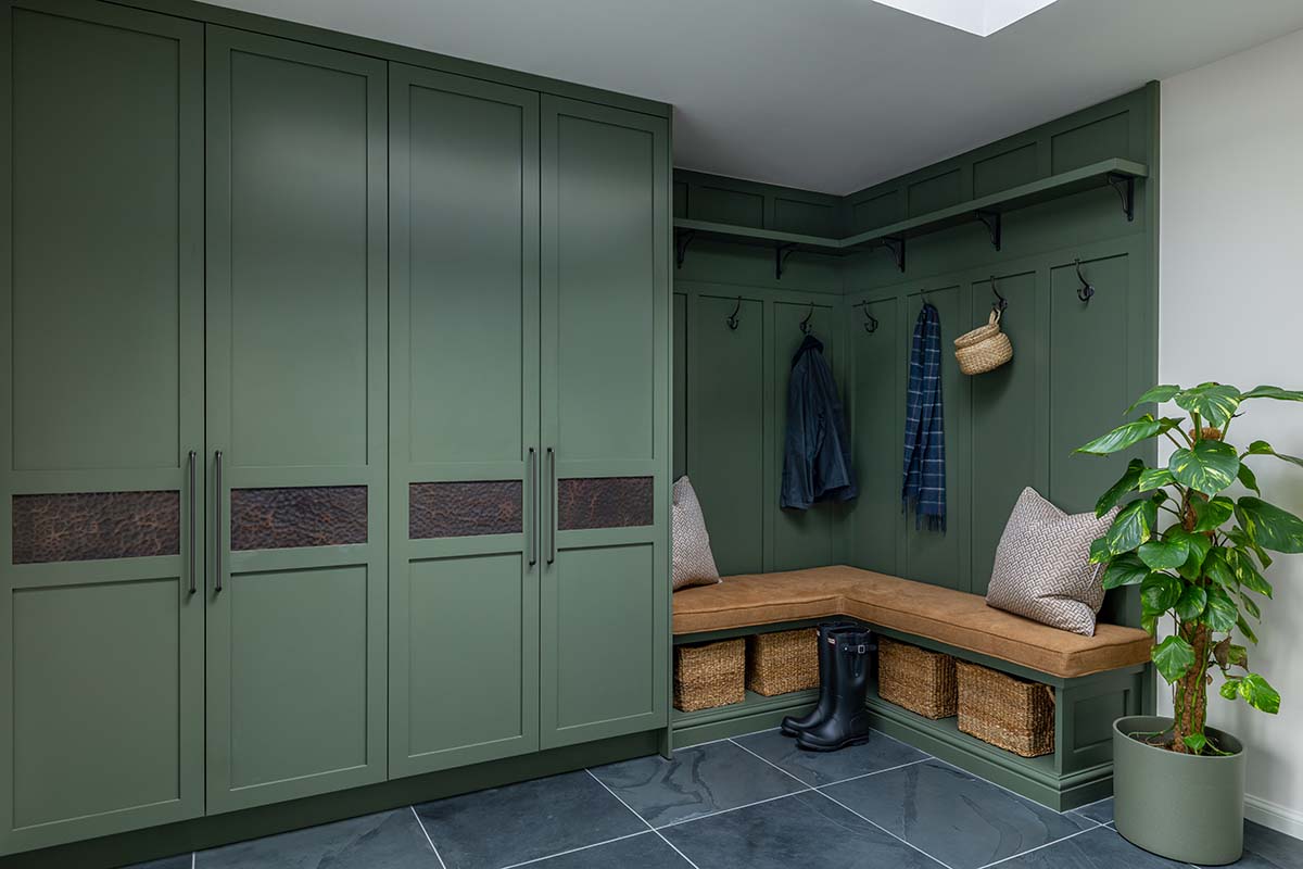 blue bootroom of a scottish home int he highlands made by Laurel & Wood