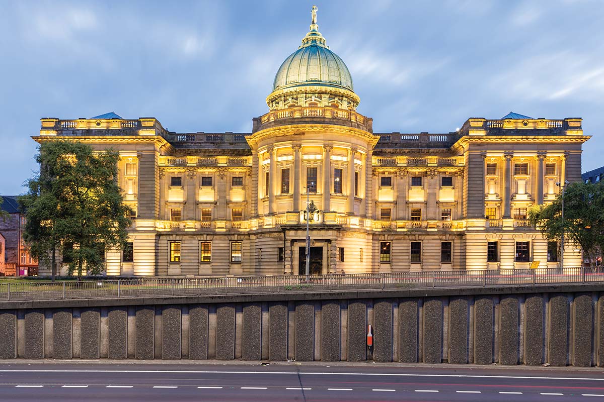 Sunset dusk at Glasgow Mitchell Library in Glasgow 