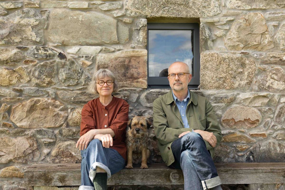 Angie with Simon and Piper in the garden