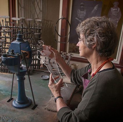 Alison Kinnaird working in her glass studio