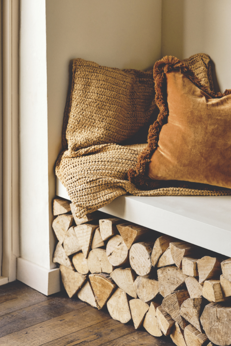 brown cushion in autumn colours for the home