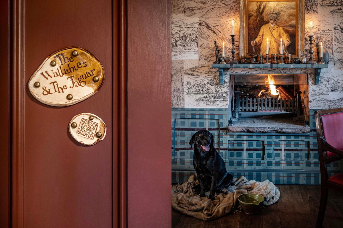 The Stag & Two Hounds restaurant fireplace