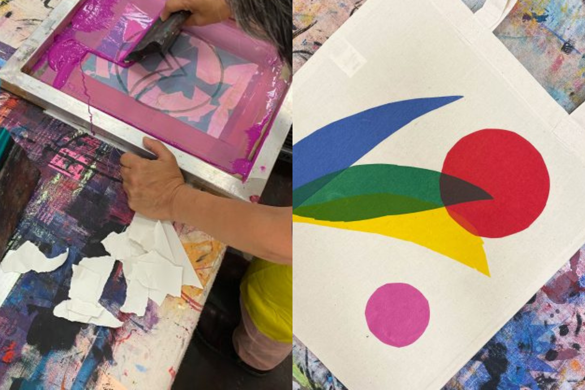 Textile screen printing class with Scottish Craft School