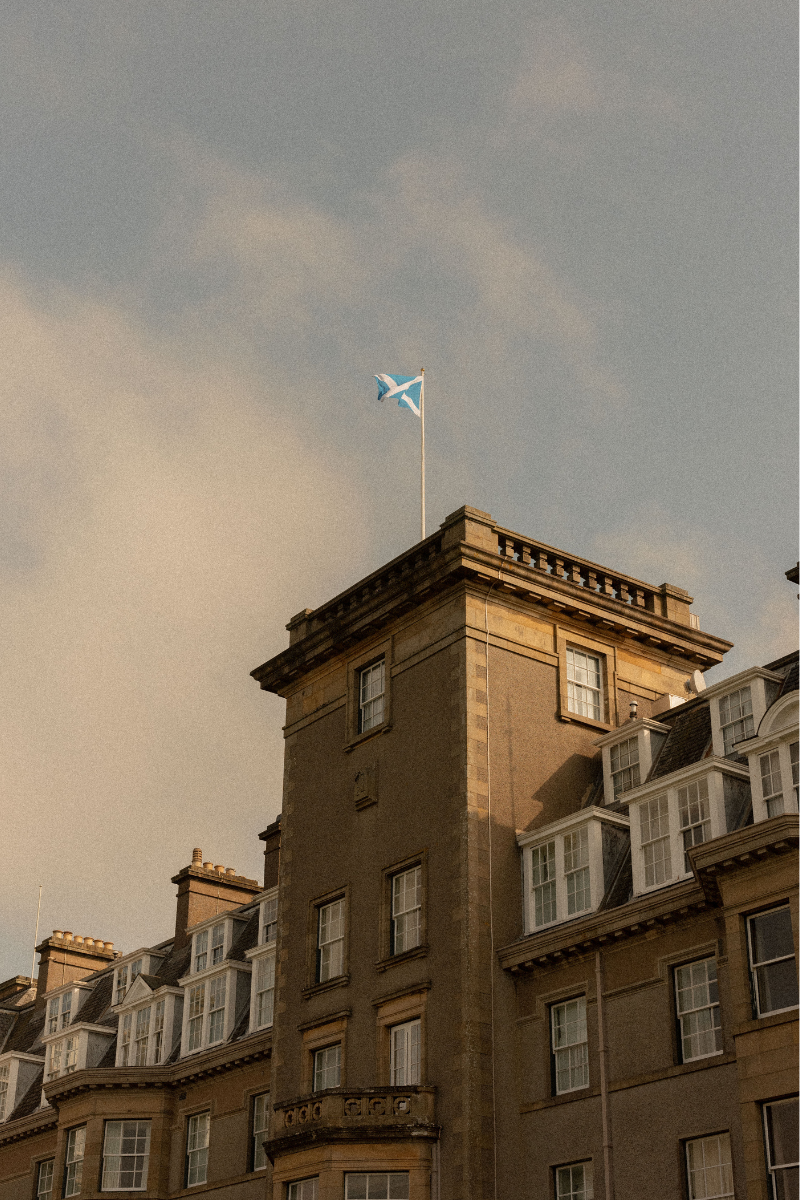 Gleneagles only roof top terrace can be found under the Scottish flag