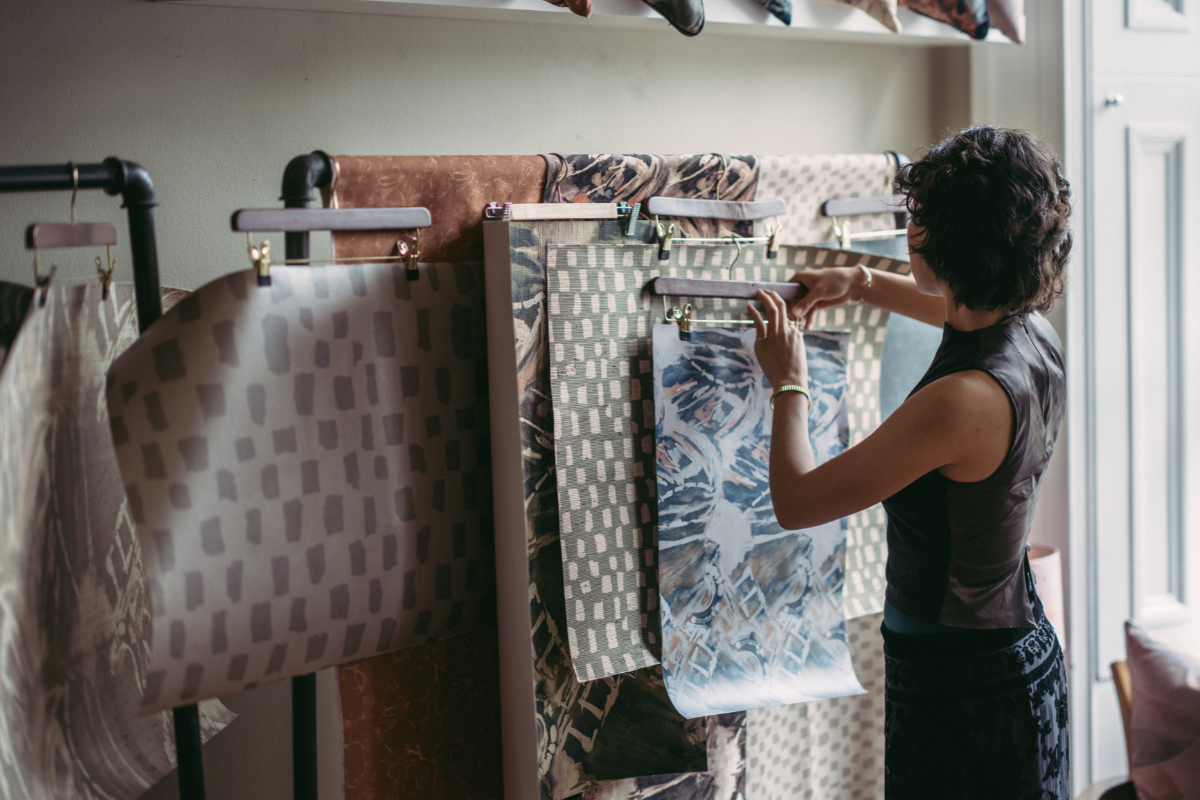 The collection features bold patterns inspired by female artists in Glasgow