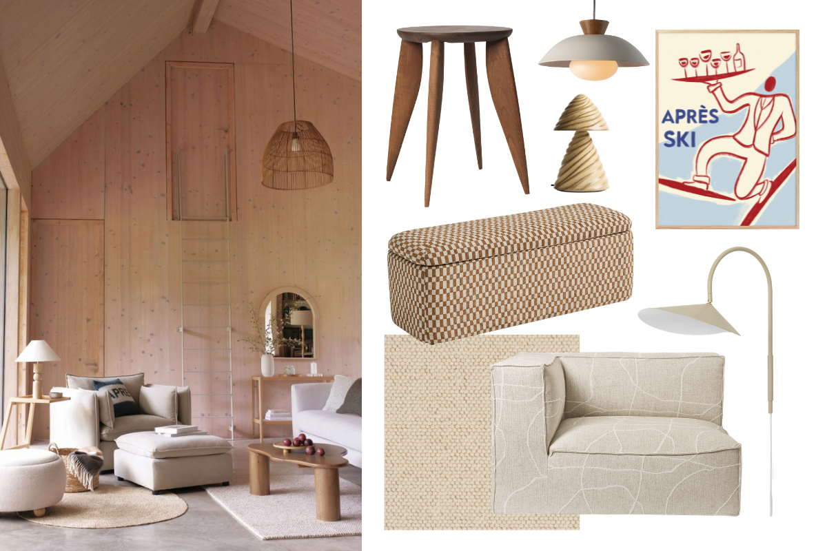 living room trend that shows Warm wood colour palette