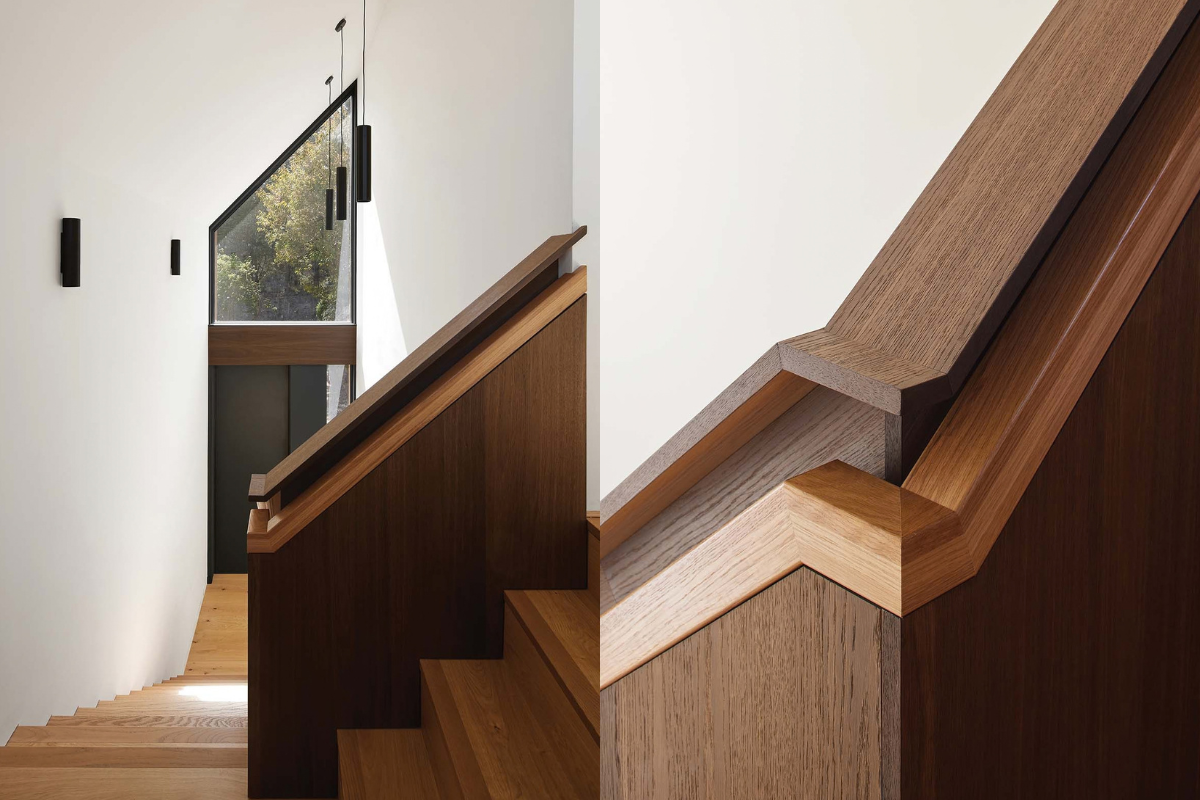 angular hallway in a contemporary project - once a victorian villa - by Jones Robbins Tobin
